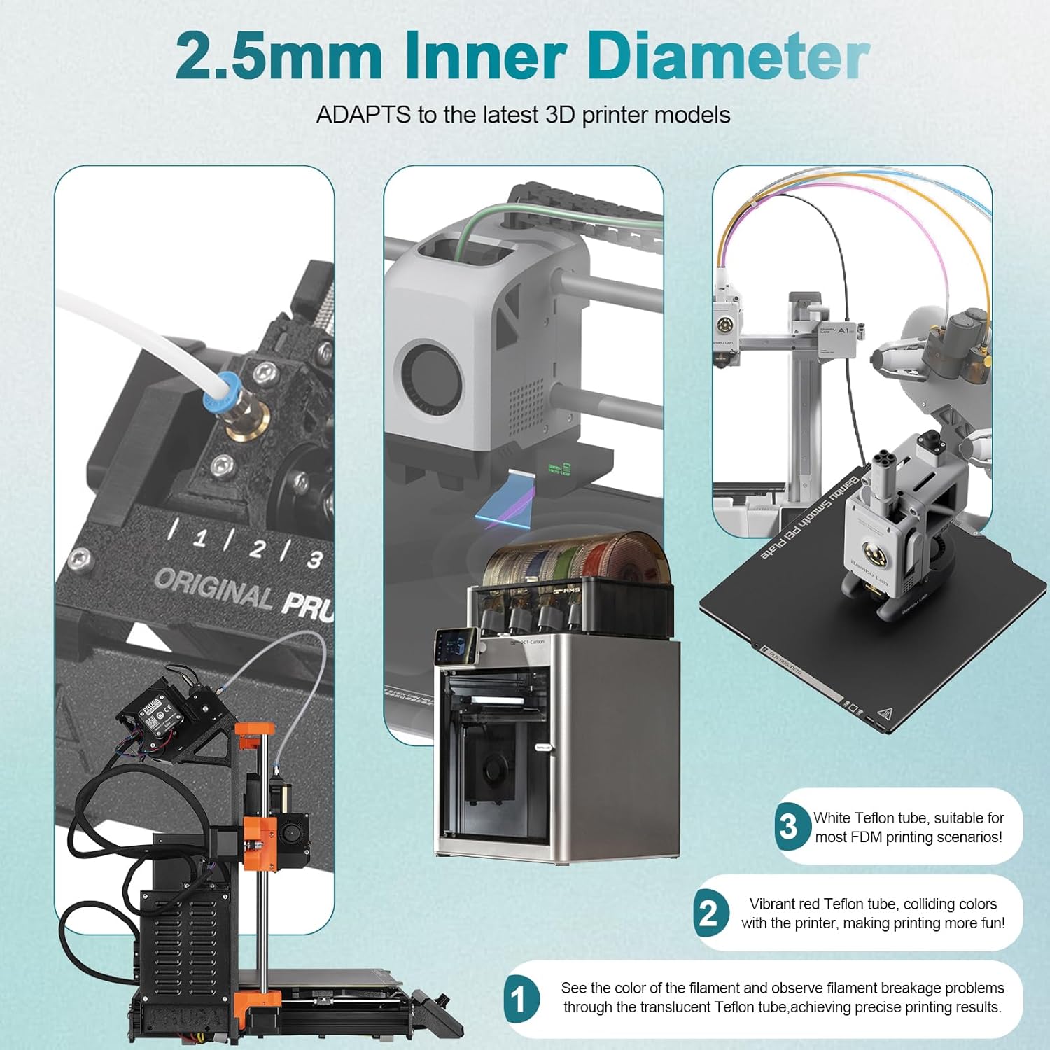 Bambu Lab PTFE Tüp 2.5mm ID×4m - Direct Drive Extruder incelemesi ve fiyatı